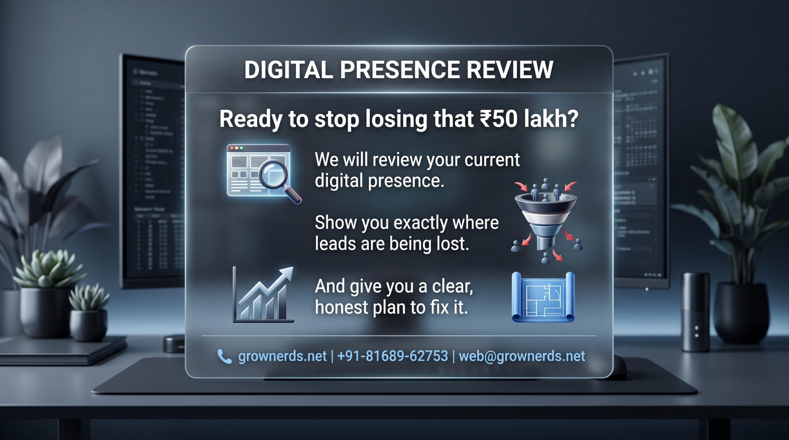 review your current digital presence.
Show you exactly where leads are being lost.